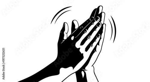Clapping Hands Silhouette, Applause, Celebration, Success, Approval, White Background