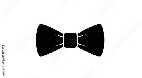 Classic Black Bow Tie Icon Silhouette Isolated on White Background