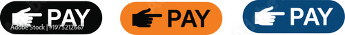 Pay Button Icons In Black Orange And Blue payment commerce