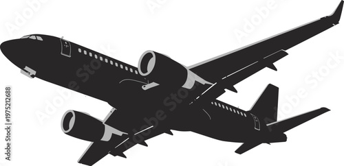 Silhouette of a Commercial Jet Airplane in Flight aircraft