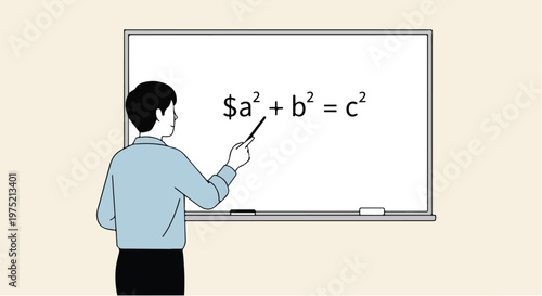 Teacher writing math formula on whiteboard