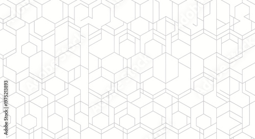 Geometric Hexagon Pattern, Abstract White Background, Technology and Science