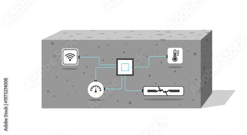 Smart Concrete Technology Illustration with Embedded IoT Sensors for Structural Health Monitoring and Real-time Data Tracking in Civil Engineering and Construction
