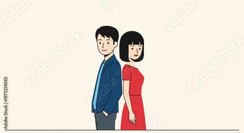 Conflict between man and woman standing apart