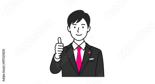Successful businessman giving thumbs up pose