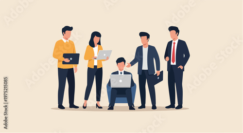 Group of professional business people walking