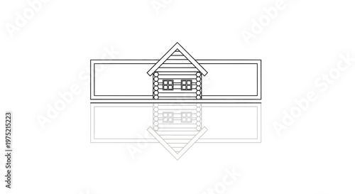 Log Cabin Outline with Reflection