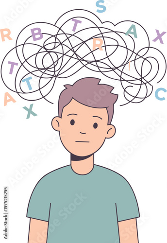 Human Head with Many Thoughts and Ideas Task Management Concept