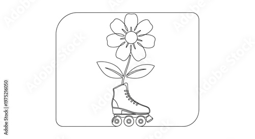 Roller Skate Flower Growing: Creative Concept of Nature and Movement
