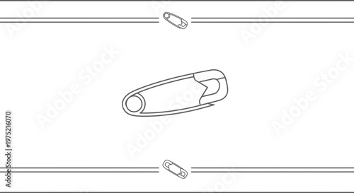 Safety Pin Icon, Simple Line Art, Isolated on White Background, Minimalist Design