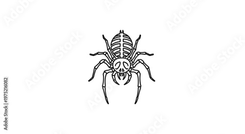 Scary Skeleton Spider Icon, Spooky Halloween Insect Vector Art