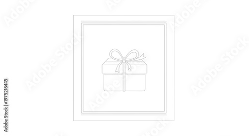 Gift Box with Ribbon and Bow - Minimalist Line Art Illustration