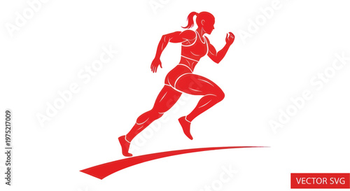 Athletic Woman Running Silhouette - Fitness and Sport Concept