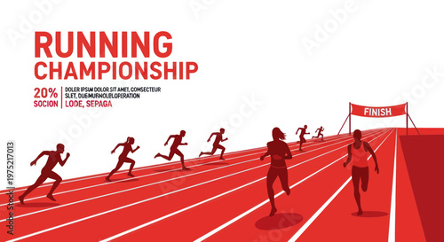 Athletes Running Championship Race on Track Towards Finish Line