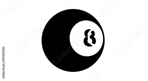 Black Eight Ball Pool Ball - Isolated on White Background