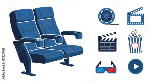 Cinema Seats and Movie Icons - Entertainment Concept