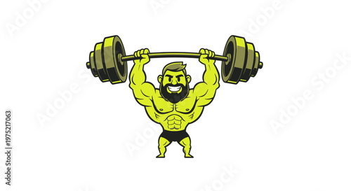 Muscular Man Lifting Heavy Barbell, Fitness and Strength Concept