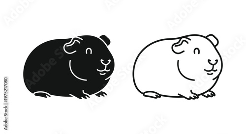 Cute Guinea Pig Cartoons: Fun & Simple Sketches Vector