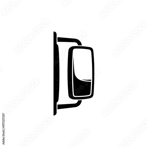 Clean vector illustration of a sturdy vehicle side mirror, an essential automotive accessory for driver safety, clear rearward visibility, and navigating various road conditions