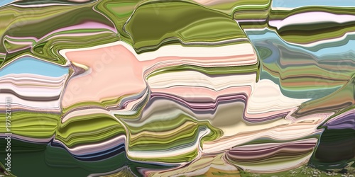 Abstract Green and Pink Fluid Waves — Surreal Multicolor Texture