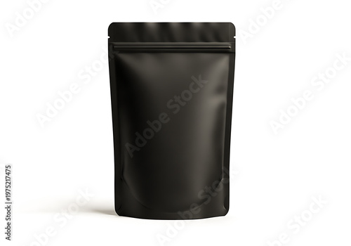 Black pouch standing upright against a plain background isolated on white background