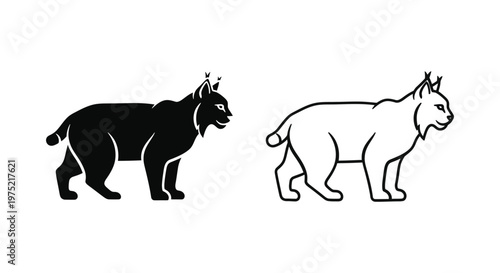Lynx Cat Silhouettes: Black & White Art Designs Vector