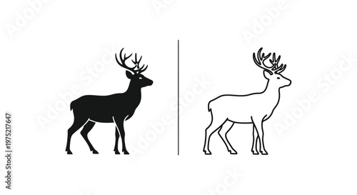 Deer Antler Symbols: Black & White Designs Vector