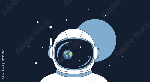 Astronaut in space with Earth reflected in visor