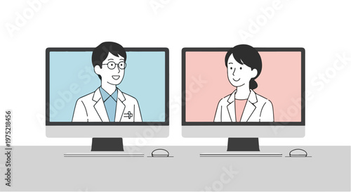 Two doctors in online medical consultation