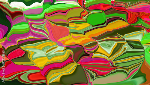 Abstract Liquid Marble Digital Artwork with Swirling Multicolored Fluid Patterns and Vibrant Paint Mix