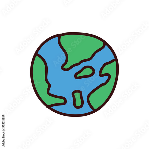 Cartoon Planet Earth Icon Illustration