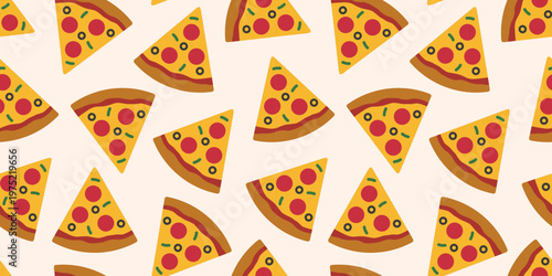 ピザのシームレスな背景画像。（Pizza seamless background image.）
