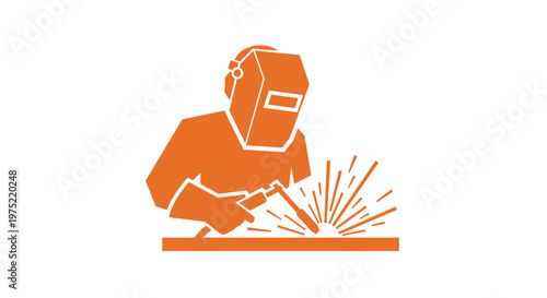 Welding worker in protective gear.