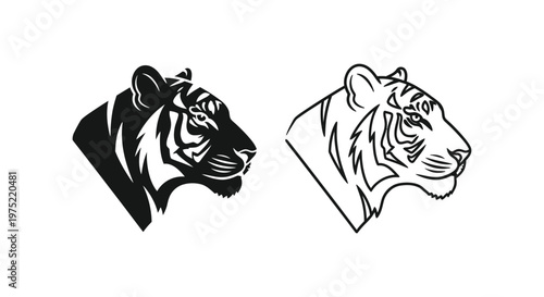 Majestic Lion Tiger Silhouette Art Design Vector