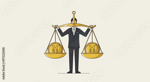 Businessman holding scales of justice balance