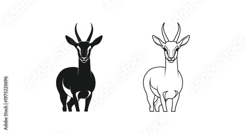 Antelope Comparison: Black vs Light Goat Species Vector