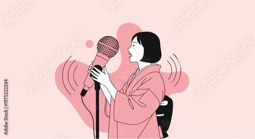 Woman singing with microphone on stage