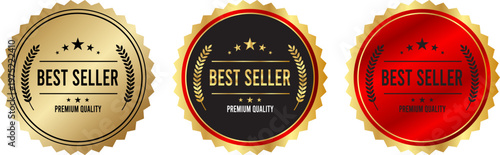Premium Gold Best Seller Badge Set Vector Luxury Quality Label Collection
