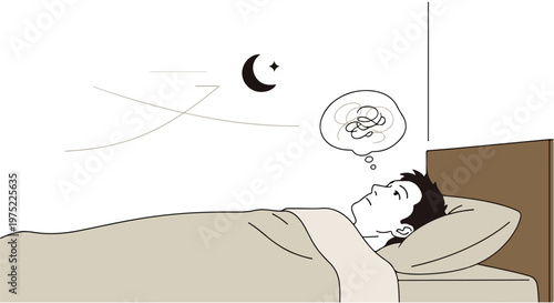 Man sleeping in bed dreaming portrait
