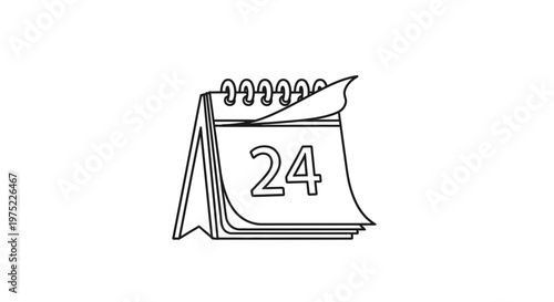 Calendar Page Turning Showing Number 24, Daily Planning, Event Reminder, Date Icon