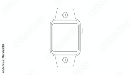 Smartwatch Icon Outline, Minimalist Digital Wearable Device, Technology Concept
