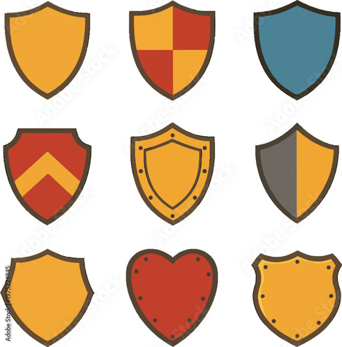 Free Download Set of colorful heraldic shield icons in various designs - GFXLoad