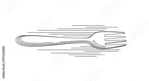 Speedy Fork Icon: Fast Food Service, Quick Meal, Velocity, Motion Blur