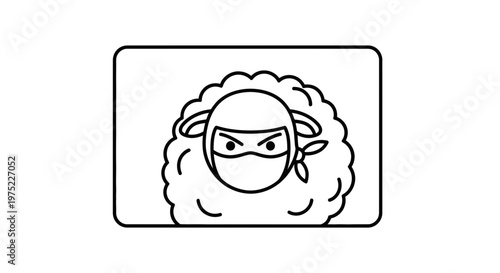 Stealthy Sheep Ninja - Funny Animal Character Illustration
