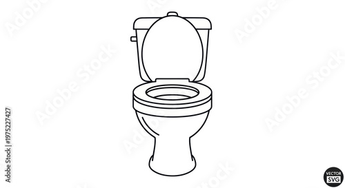 Clean White Toilet Bowl Outline, Bathroom Fixture, Ceramic Sanitation Equipment