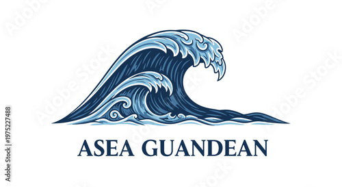 Stylized Ocean Wave Illustration - Dynamic Sea Swell with Water Splash