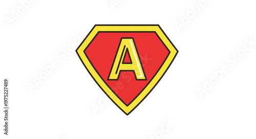 Superhero Emblem with Letter A - Red and Yellow Shield