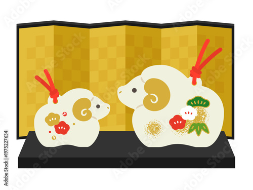 親子の干支の未の土鈴