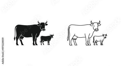 Cattle Breeds Comparison: Bulls and Calves Vector