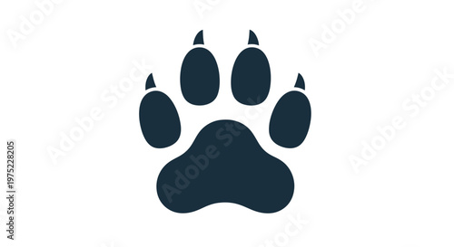 Dark Blue Wolf Paw Print Icon on White Background, Animal Symbol